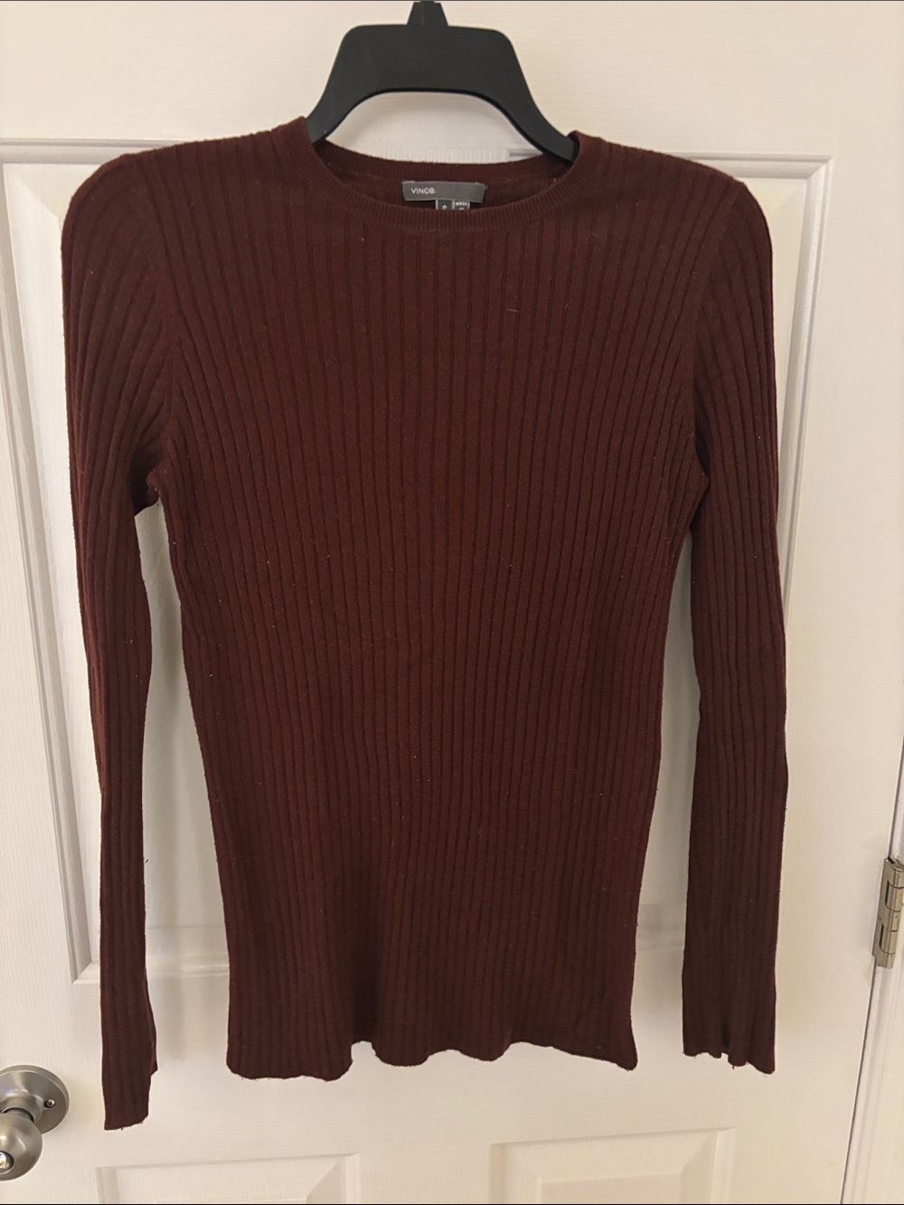 Vince Ribbed Crewneck Sweater in Chocolate Brown